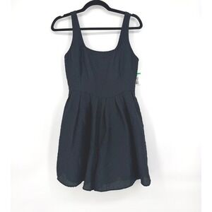 Chelsea28 Womens Black Textured Pleated Sleeveless Romper Square Neck Small